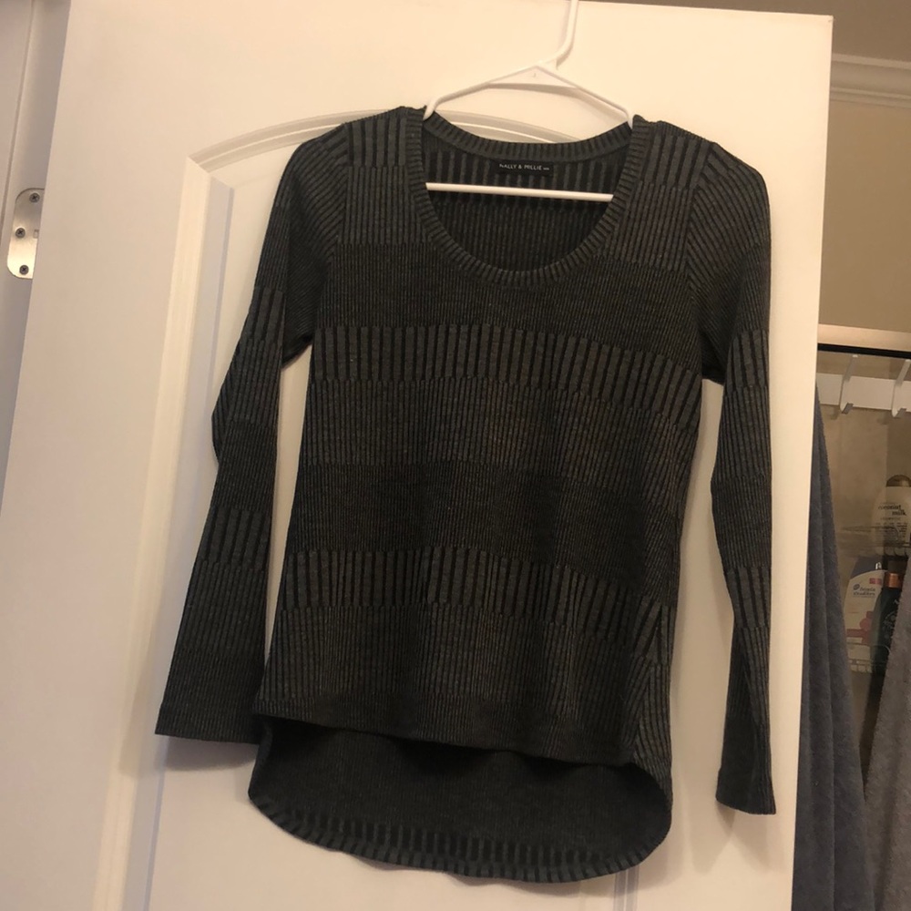 Nally & Millie Grey Striped Sweater